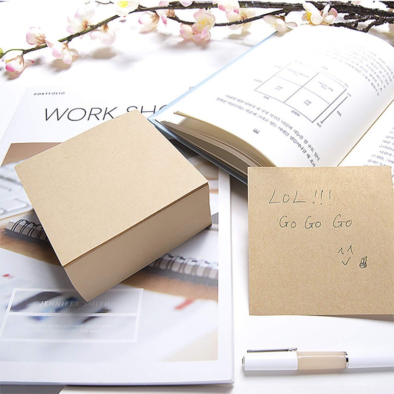 VANRA Note Cube 4 x 4 Inch (Not Sticky) Memo Cube Refill (No Holder) Tear-Off Pages (Not Loose) Blank Scratch Pads, 400-Sheets/Cube (Kraft Brown) - Image 5
